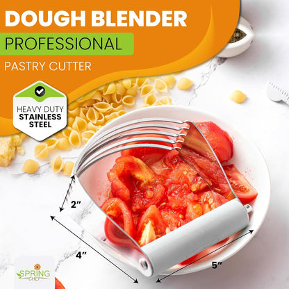 Spring Chef Dough Blender, Top Professional Pastry Cutter with Heavy Duty Stainless Steel Blades, Medium Size, Black