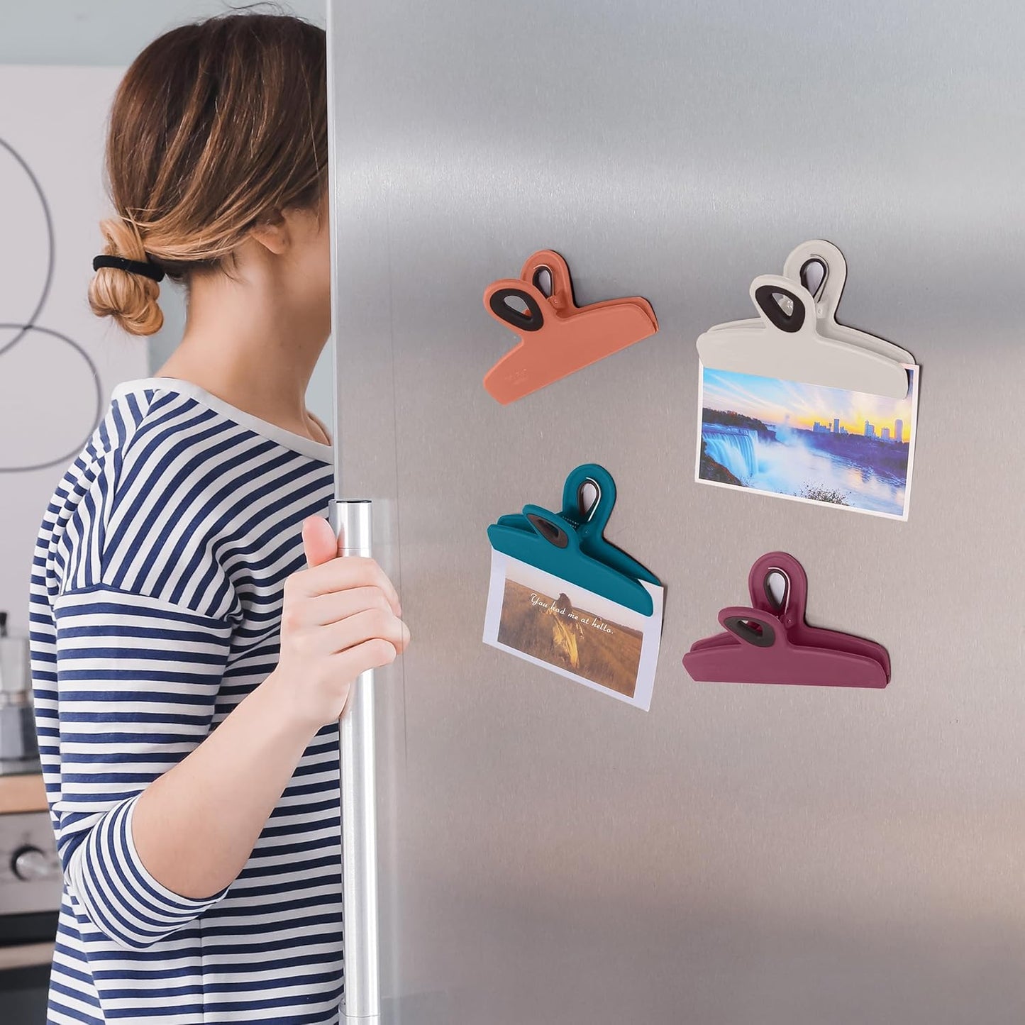 Mr. Pen- Magnetic Bag Clips, 4 Pack, 5" Wide, Heavy Duty Chip Clips for Food Storage, Durable Plastic with Strong Magnet, Non-Slip Grip for Fridge, Snacks, Kitchen, Office