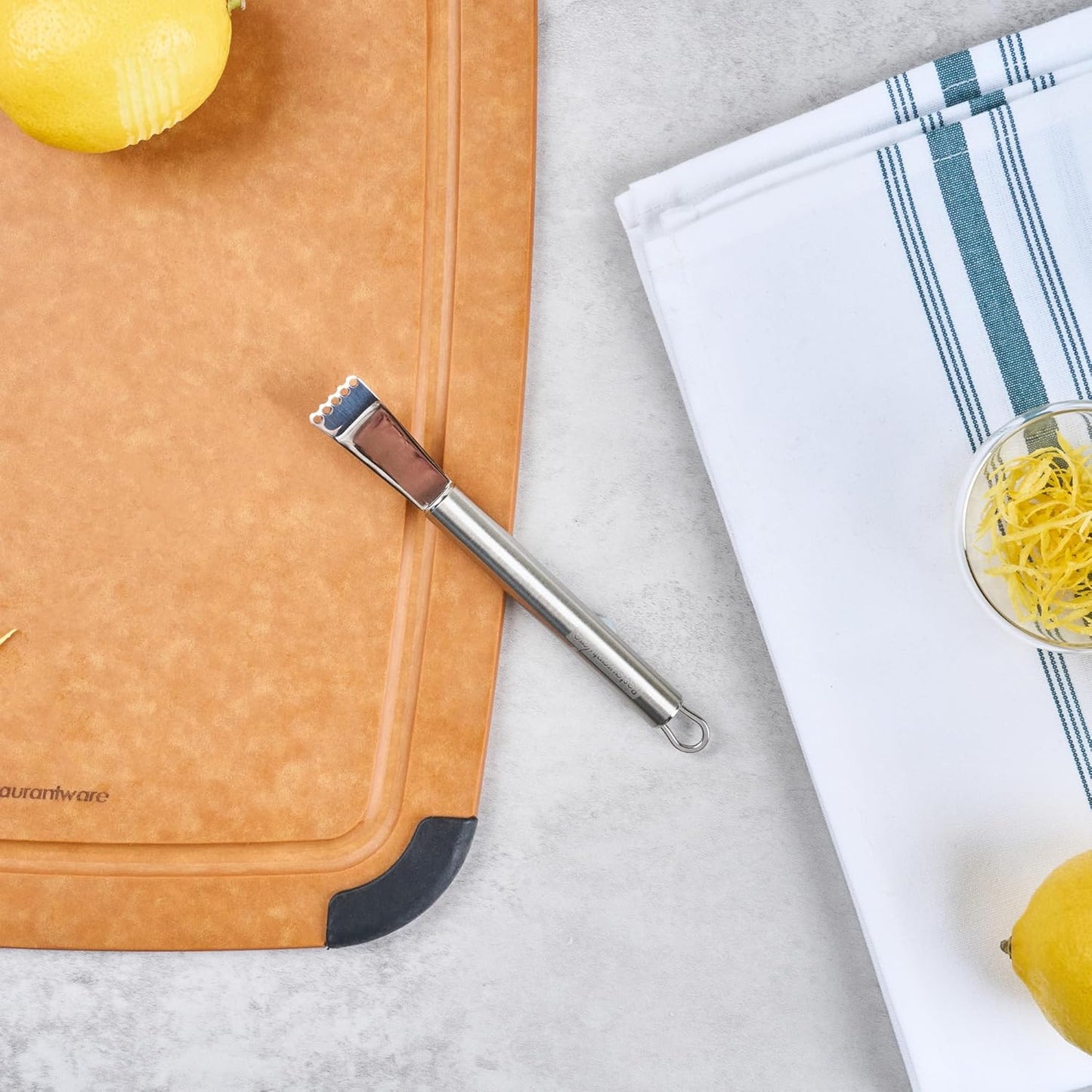 Restaurantware Stainless Steel Citrus Zester - German Standard Lemon Zester Bar Tool with Precision Blades, Dishwasher Safe - Fruit Zesting Peeler Tool for Cooking, Baking, Cocktails