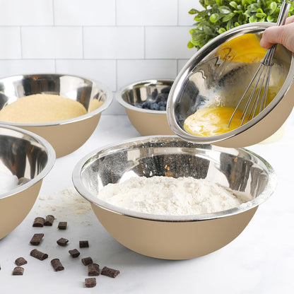 WHYSKO Meal Prep Stainless Steel Mixing Bowl (5-Piece Set) Home, Refrigerator, and Kitchen Food Storage Organizers | Ecofriendly, Heavy Duty, No Lids