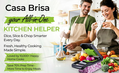 Vegetable Chopper - 14 In 1 Multifunctional Food Chopper with Container - Vegetable Cutter with Container for Salad - Kitchen Gadgets & Essential Kitchen Tool Set for Onion, Potato, Fruits & Veggies
