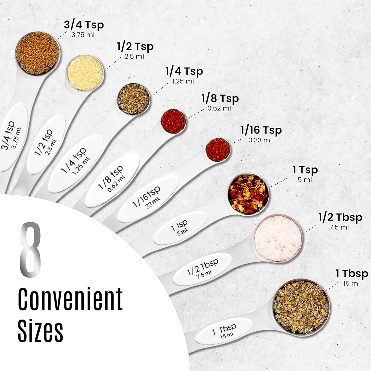 Magnetic Measuring Spoons Set of 9 Stainless Steel Dual-Sided Stackable Measuring Spoon Nesting Teaspoons Measuring Dry and Liquid Ingredients, Fits in Spice Jars Set of 9 (Yellow)