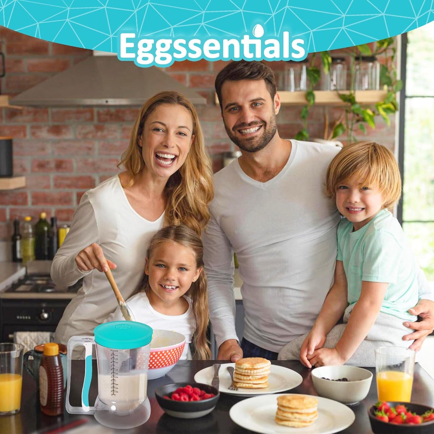 Eggssentials – Pancake Batter Dispenser, Batter dispenser with Squeeze Handle Mess-Free, Cupcakes, Waffles & More – Durable, Easy-Pour Pancake Dispenser Bottle for Smooth Baking
