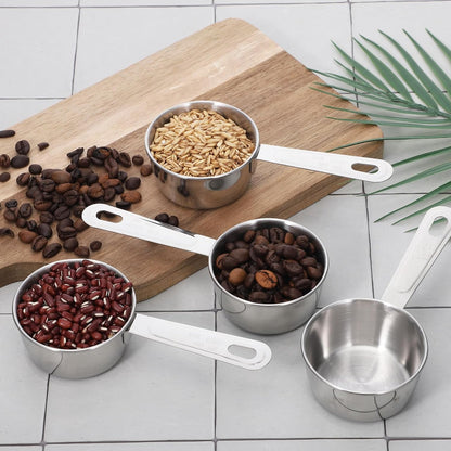 4 Pcs 1/3 Cup Scoop 80 ml Stainless Steel Measuring Cups Coffee Food Scoop for Liquid, Kitchen Wet and Dry Ingredients, Baking
