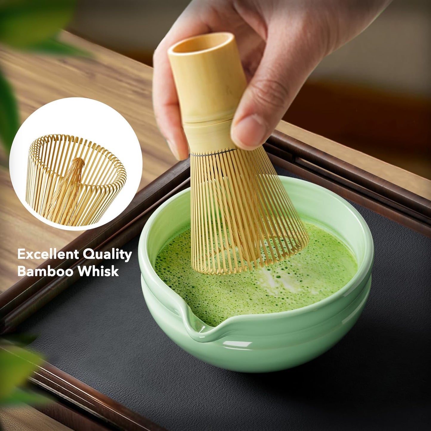 Matcha Whisk Set, Perfect Matcha Kit for Matcha Lovers Includes Ceramic Bowl, Bamboo Whisk, Holder, Scoop, Sifter & Cloth - 7 Pcs Matcha Kit