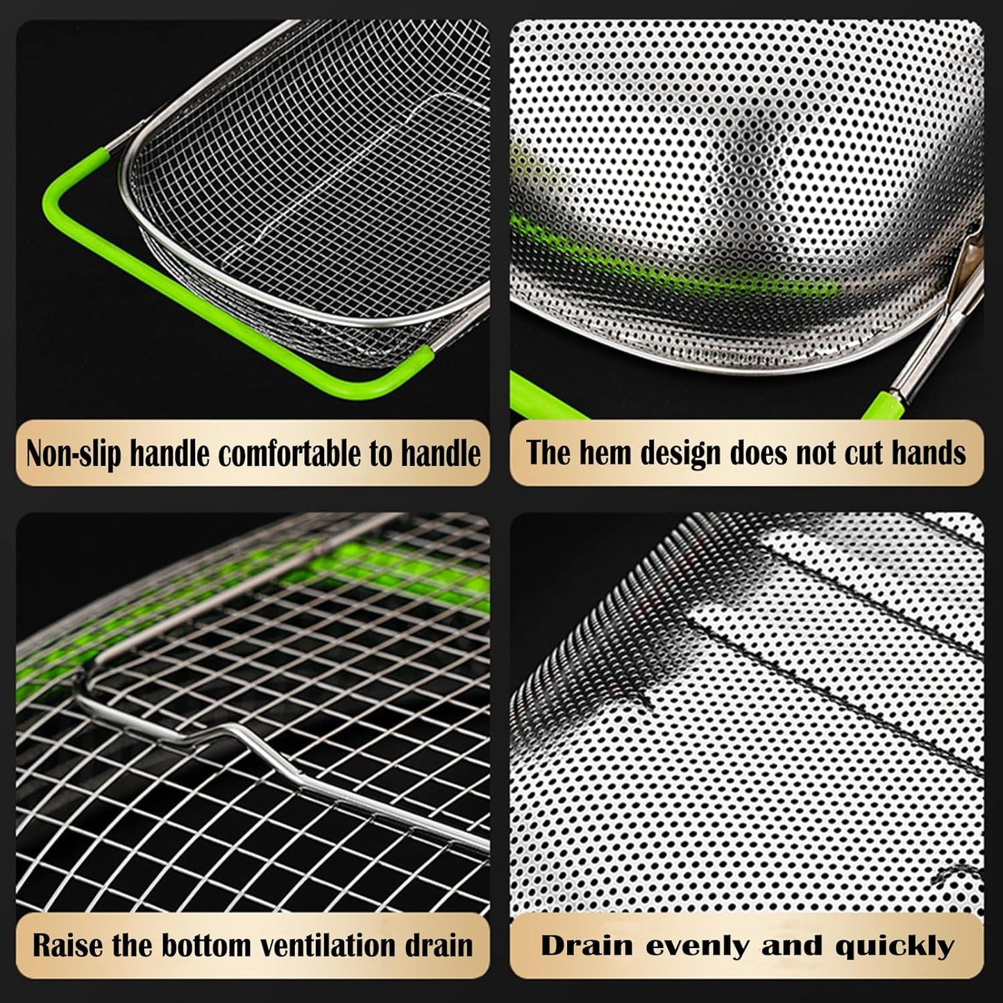 TENTA TENTA KITCHEN Premium Quality Over The Sink Stainless Steel Oval Small Colander with Fine Mesh 2.5 Quart Strainer Basket & Expandable Rubber Grip Handles-Strain,Drain,Rinse Fruits,Vegetables