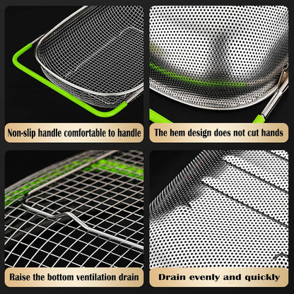 TENTA TENTA KITCHEN Premium Quality Over The Sink Stainless Steel Oval Small Colander with Fine Mesh 2.5 Quart Strainer Basket & Expandable Rubber Grip Handles-Strain,Drain,Rinse Fruits,Vegetables