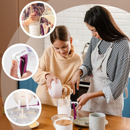 FillTouch 2 Pcs Cupcake Batter Dispenser Pancake Mix Dispenser 4 Cups with Squeeze Handle Tools for Pancake, Cupcake, Cookie, Cake, Waffles, Ice Cream Baking Gifts for Kitchen Housewarming (White)