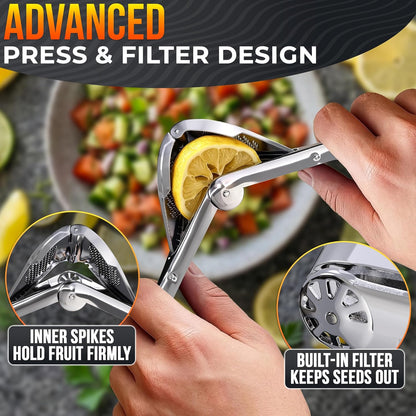Hand Juicer Squeezer - Aluminum Manual Juicer Hand Press with Ergonomic Handle, 20 Oz Large Capacity Lemon Squeezer for Pomegranate, Orange, Lime & Citrus Fruits with Direct Pour Spout, Hand Wash Only