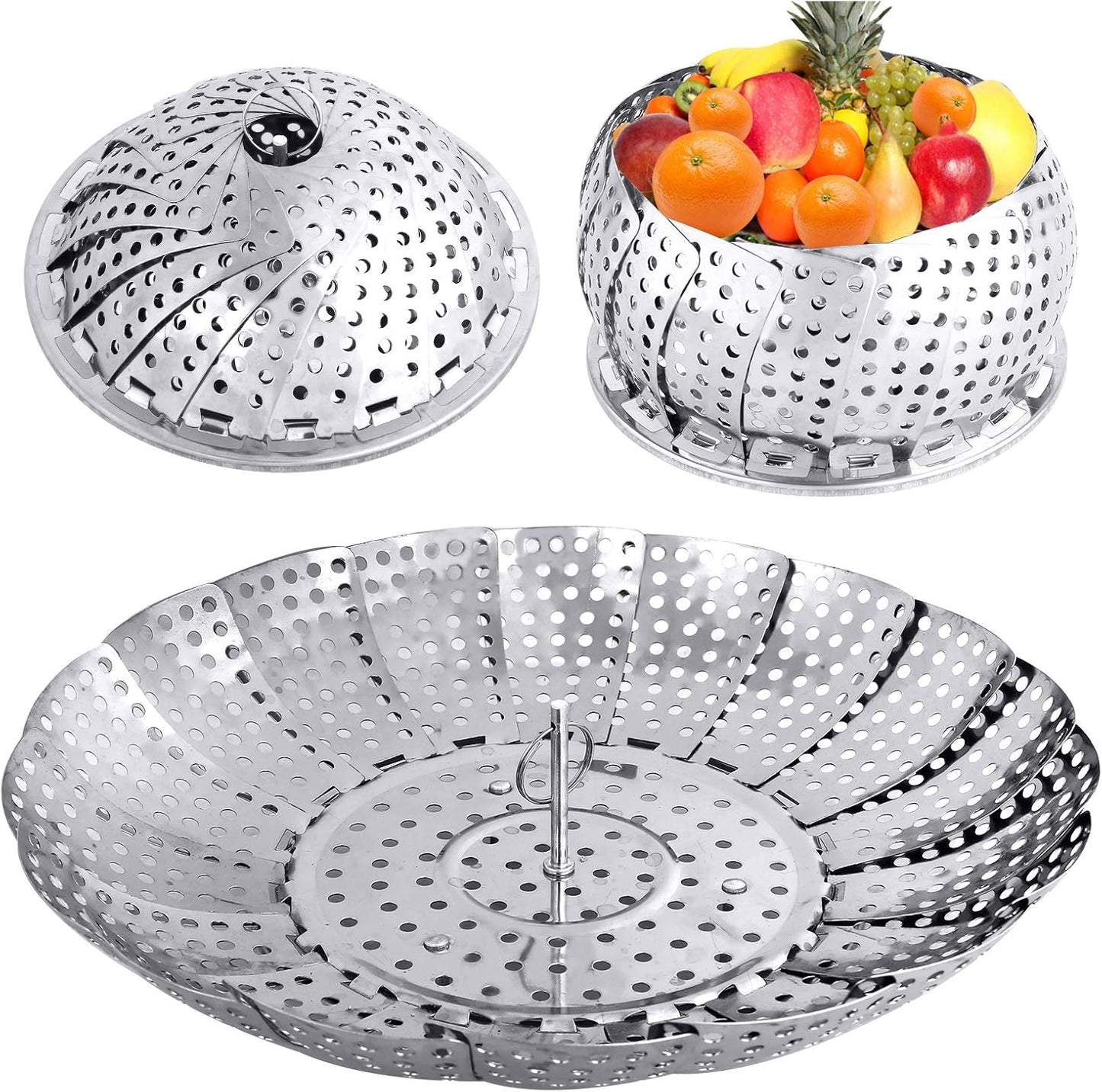 Veggie Vegetable Steamer Basket, Folding Steaming Basket, Metal Collapsible Stainless Steel Steamer Basket Insert for Cooking Food, Expandable Fit Various Size Pot(5.9" to 9.8") YLYL