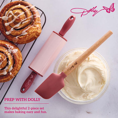 Dolly Parton Mini Spatula and Rolling Pin Set, 2 Piece, Blush