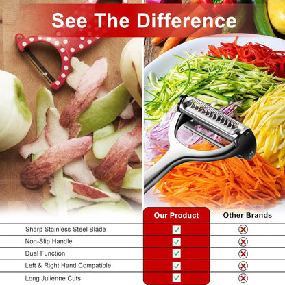 2-in-1 Vegetable Peeler and Shredder – Multifunction Kitchen Tool for Carrots, Cucumbers, and More – Precision Julienne Slicer and Carrot Peeler
