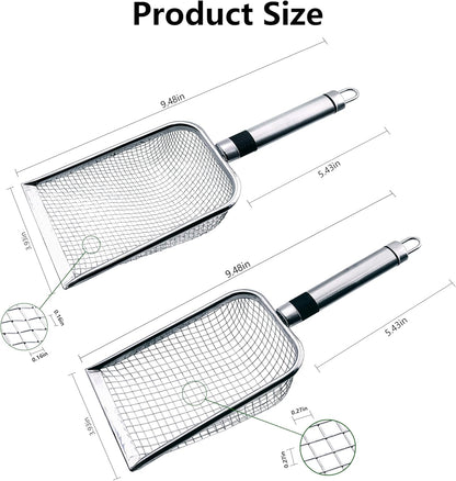 2pcs Gardening Soil Sifter with Stainless Steel Handle Sand Soil Compost Sifter 0.15/0.2 Inch Mesh Screen for Sand,Dirt, Rock,Compost,Filtration