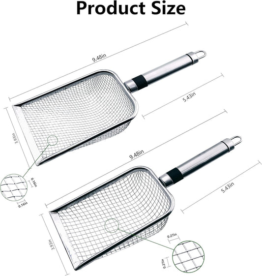 2pcs Gardening Soil Sifter with Stainless Steel Handle Sand Soil Compost Sifter 0.15/0.2 Inch Mesh Screen for Sand,Dirt, Rock,Compost,Filtration