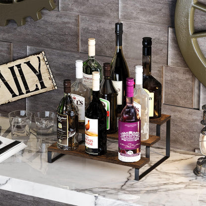 YINMIT Wooden Display Riser Stand, Tiered Perfume and Cologne Organizer Stand, 4 Tier Spice Rack Organizer, Rustic Display Shelf for Candles (4 Tier)