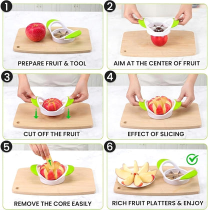 ARSUK Apple Cutter Slicer and Corer (8 Blades) - Thin Slice apple wedger, 2 in 1 Apple Core Remover and Cutter Tools, Non-Slip Soft Grip Handles