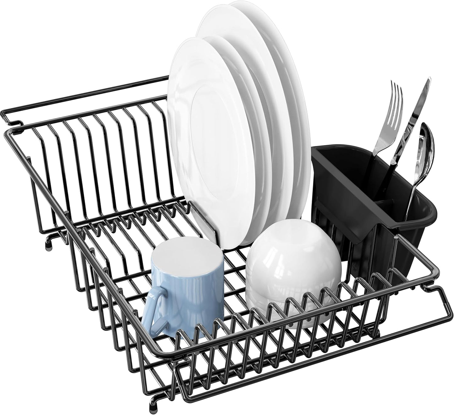 Simple Houseware Over Sink Counter Top Stainless Steel Dish Drainer Drying Rack, Chrome