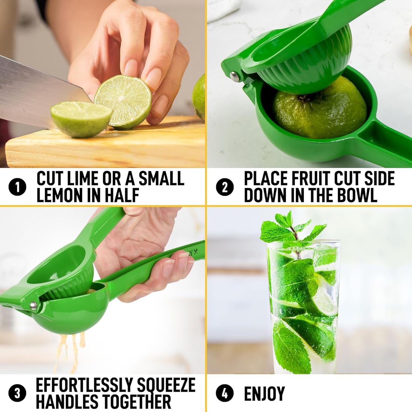 Zulay Metal Lime Squeezer – Heavy-Duty Citrus Juicer for Maximum Juice Extraction – Easy Manual Press for Limes & Lemons – Durable & Ergonomic Hand Juicer - Green
