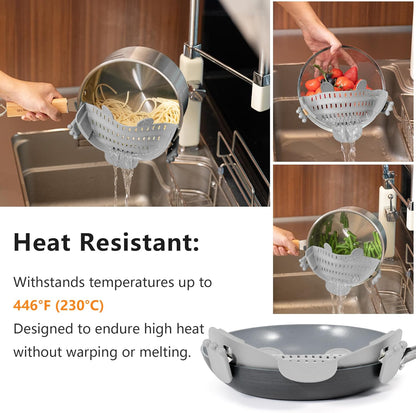 Li&Zhao Clip on Strainer - Fine Mesh Strainer Pasta Strainer Pot Strainers for Kitchen Collapsible Colander Food Strainer(Green)