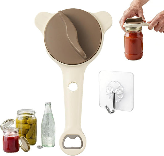 Handheld Jar Openers for Seniors (Adjustable) – for Jars, Bottles, Lids & Caps – Easy Grip, Effort-Saving, Stainless Steel (Kitchen Tool)