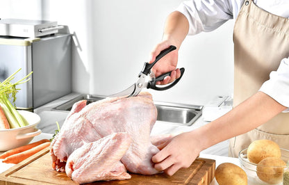 Heavy Duty Poultry Shears - Kitchen Scissors for Cutting Chicken, Poultry, Game, Meat - Chopping Vegetable - Spring Loaded - Red