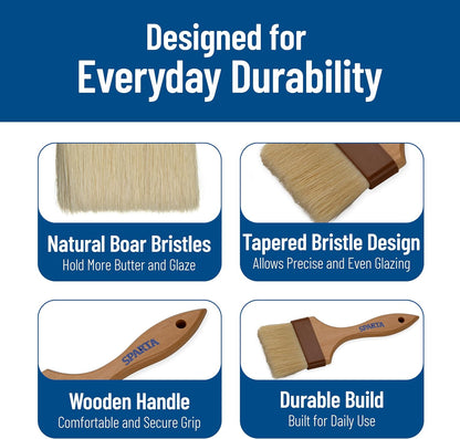 SPARTA Kitchen Basting Brush – 4037300 Basting Brush for Cooking Flat Boar Bristle Brush, Hardwood Handle for Kitchens, Restaurants, Catering, High Heat Food Prep, 1.5in