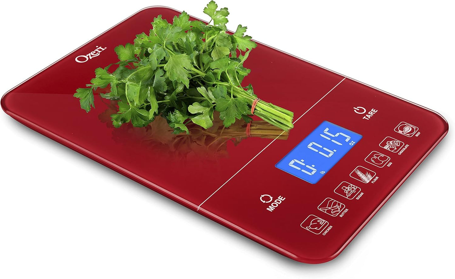 Ozeri Touch III Digital Kitchen Scale with Calorie Counter, 22 lbs (10 kg), Calla Green