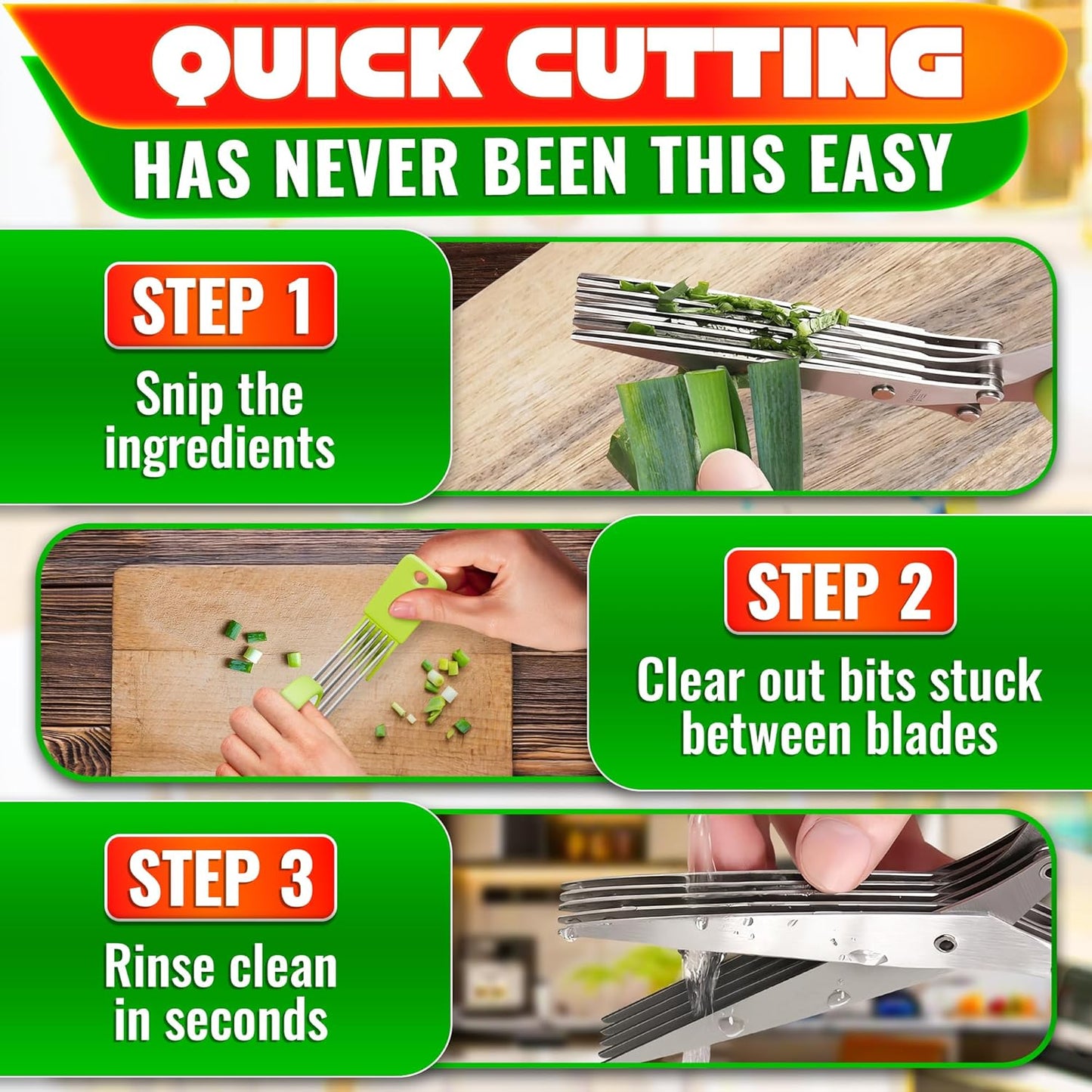 2 in 1 Kitchen Scissors for Food – Stainless Steel Blade & Plastic Cutting Board Scissors with Safety Lock | 9.5" Tomato Knife, Fruit & Vegetable Cutter – Easy-to-Use Kitchen Shears for Meat, Cheese