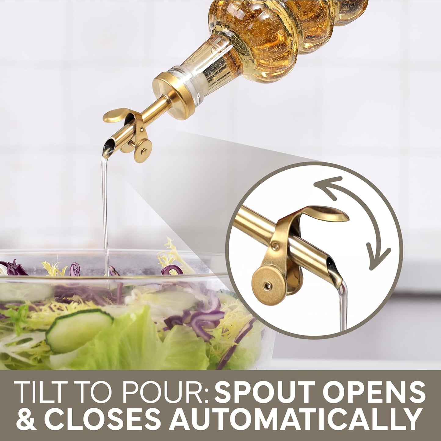 COOK WITH COLOR Glass Olive Oil Bottle Dispenser - 2 Pack- 17oz Oil and Vinegar Cruet - Olive Oil Carafe Decanter for Kitchen, Elegant Waves, Clear