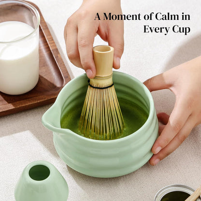 DOWAN Matcha Whisk Set, 7 Pcs Matcha Set Includes Bowl with Spout, Whisk and Holder, Bamboo Scoop and Holder, Sifter and Tea Towel - Matcha Kit Gift for Lovers Beginners (Pink)
