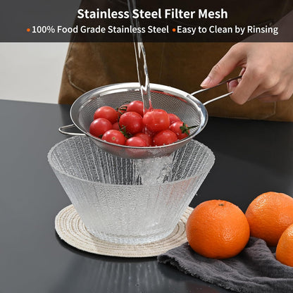 Luckyiren Premium 304 Stainless Steel Fine Mesh Strainer – Multi-Use Colander, Sieve, and Filter for Rice, Juice, Quinoa, Flour, Baking, Cooking, and Meal Prep – Durable, Easy-to-Clean Kitchen Tool