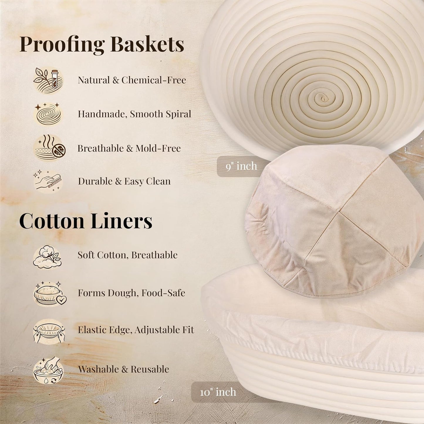 Sourdough Starter Kit, 23-Piece Bread Baking Set with Banneton Proofing Baskets Round & Oval, Starter Jar, Lame, Dough Whisk, Scraper & Sling - Sourdough Baking Supplies Gift for Beginners