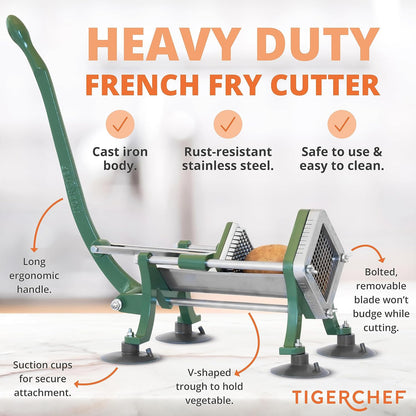 Tiger Chef Commercial Grade French Fry Cutter, Complete Combo Sets 15 Pieces,