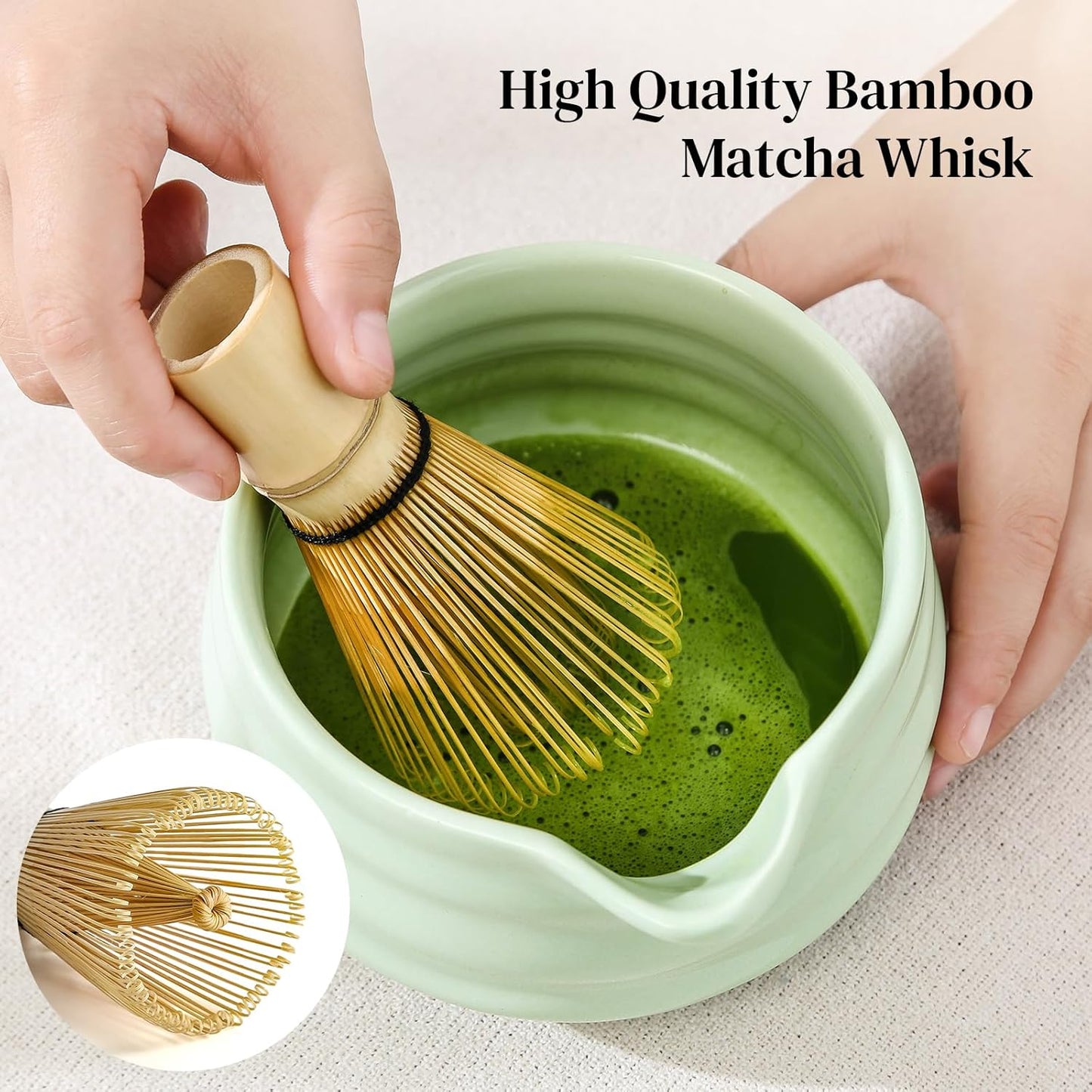 DOWAN Matcha Whisk Set, 7 Pcs Matcha Set Includes Bowl with Spout, Whisk and Holder, Bamboo Scoop and Holder, Sifter and Tea Towel - Matcha Kit Gift for Lovers Beginners (Pink)