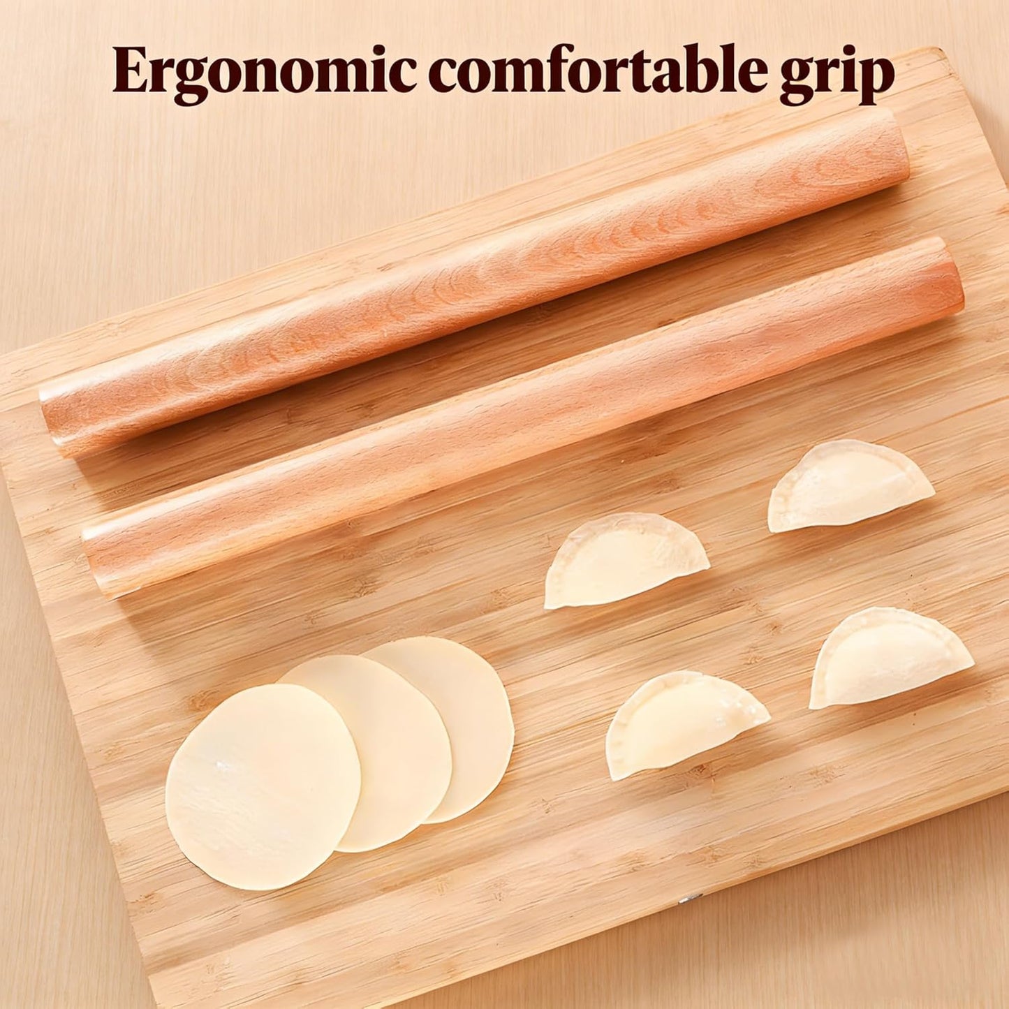 3-Pack 10-Inch Wooden Rolling Pins – Classic 1-Inch Diameter Baking Tools for Dough & Pastry
