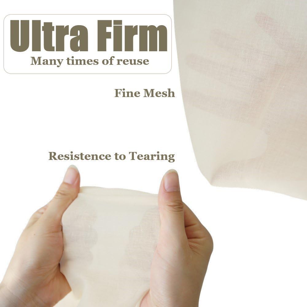 Cheesecloth Bags for Straining,Reusable Cold Brew Coffee Cheese Cloths Strainer,Large Nut Milk Tea Juice Bag,100% Natural Cotton Fine Mesh Filter Bags (X-Small,10 PACK)