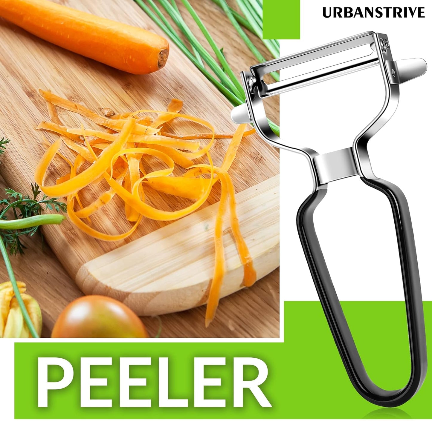 Urbanstrive Stainless Steel Y Shaped Vegetable Peelers For Kitchen, Heavy Duty Potato Peeler Hand, Fruit Peeler Veggie Peeler, Kitchen Food Peelers, Comfortable Handle, Dishwasher Safe, Black