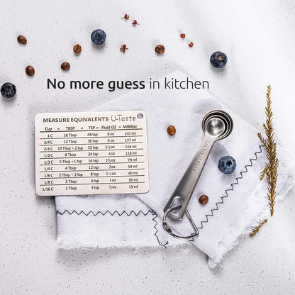 U-Taste Professional Measurement Conversion Chart Refrigerator Magnet in 18/8 Stainless Steel, Conversions for Cups, Tablespoons, Teaspoons, Fluid Oz and Milliliters