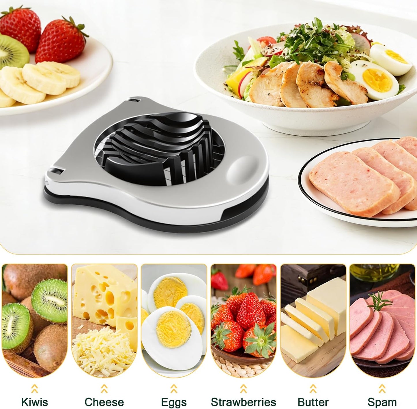 3 in 1 Egg Slicer, Egg Cutter Egg dicer for Boiled Eggs -Stainless Steel Wire with 3 Slicing Styles