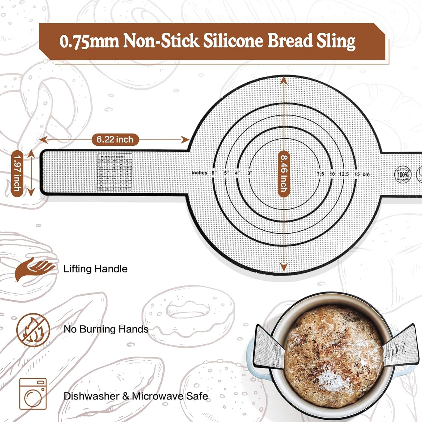 Sourdough Starter Kit, 9'' Round Banneton Proofing Basket, 36oz Sourdough Starter Jar, Bread Lame, Dough Scraper, Dough Whisk & Silicone Bread Sling