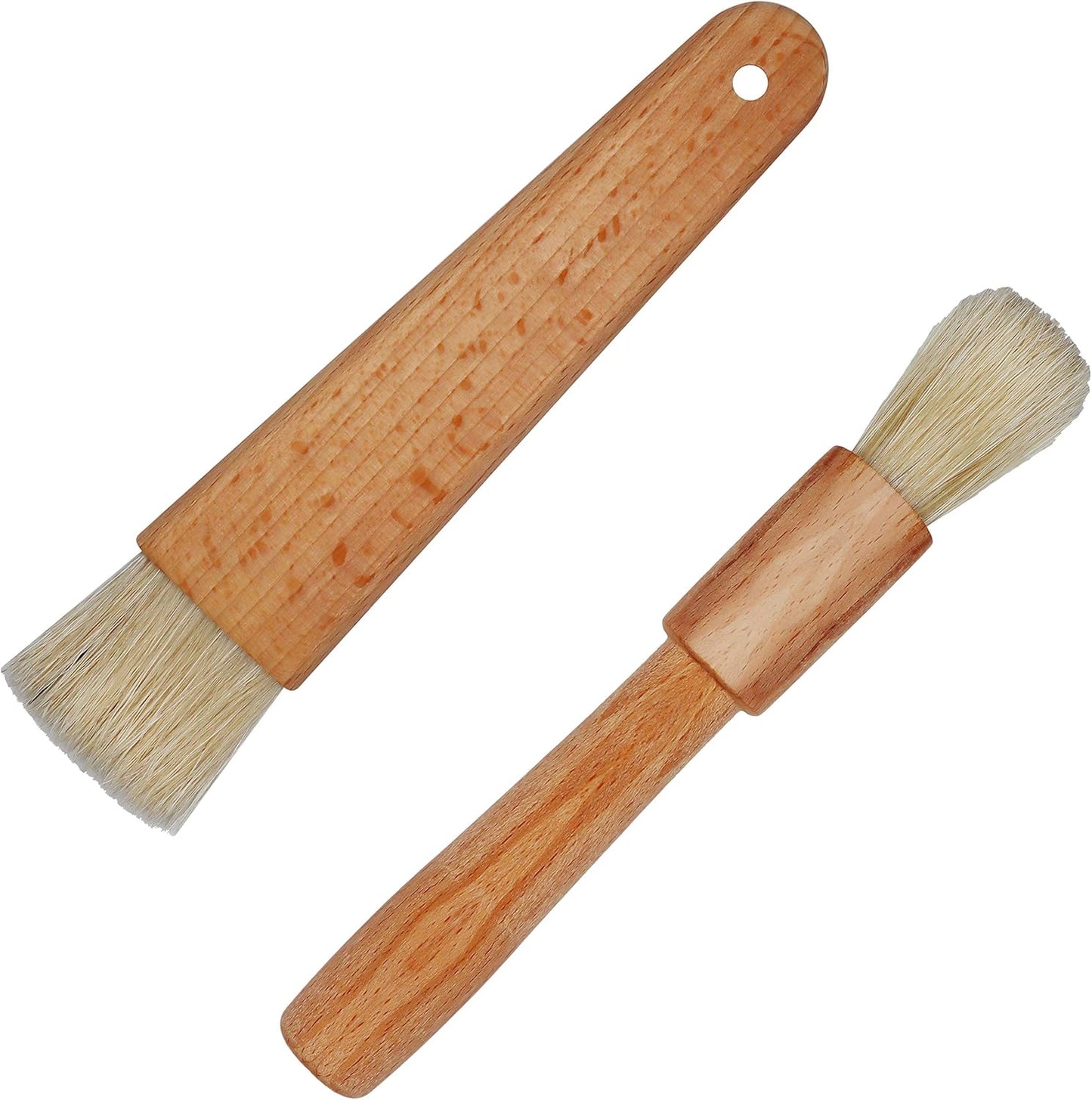 EIKS 2 Sets Natural Bristles with Wooden Handle Pastry Brushes for Basting Spreading Butter Oil Barbecue Baking Kitchen Cooking