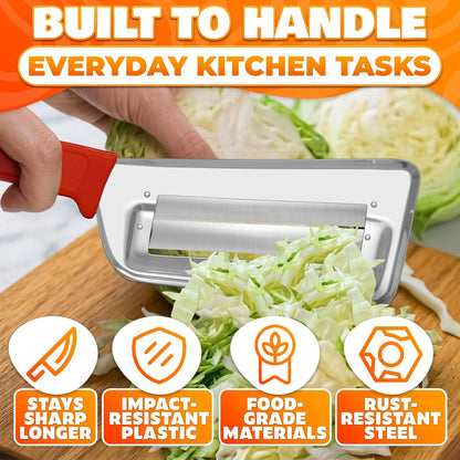 Cabbage Shredder with Dual Blade - Faster Coleslaw Prep in Minutes, Stainless Steel Cabbage Knife for Coleslaw & Salads, Lettuce Cutter for BBQ & Meal Prep, 11.8" Slicer, Ergonomic Non-Slip Handle