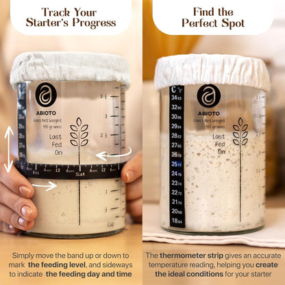 Complete Sourdough Supplies with 9" Round Banneton Proofing Basket and 24oz Starter Jar - Beginner-Friendly Sourdough Bread Kit and Baking Gifts for Women, Men, and Bread Bakers