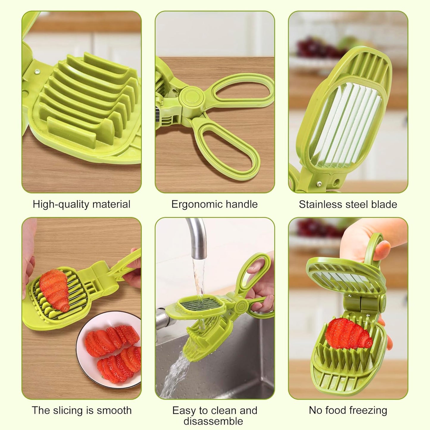 Fruit Slicer, Strawberry, Banana, Kiwi Cutter, Egg Slicer for Hard Boiled Eggs, for Fruit Sausages, Cucumbers, Mushroom Cutter, Rapid & Safe Slicing Kitchen Gadgets (Red)