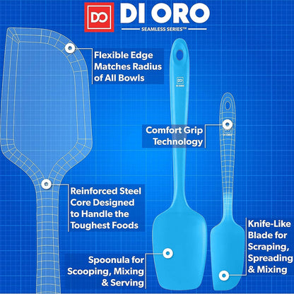 DI ORO Silicone Spatula Set - Rubber Kitchen Spatulas for Baking, Cooking, & Mixing - 600°F Heat-Resistant & BPA Free Silicone Scraper Spatulas for Nonstick Cookware - Dishwasher Safe (4pc, Black)