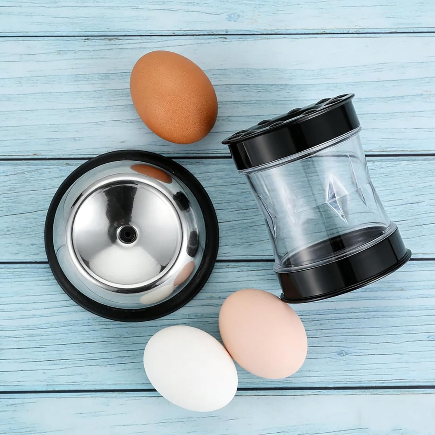 All-in-One Egg Prep Kit: 2-in-1 Egg Opener, Peeler Tool & Automatic Hard Perfect Easy-to-Peel Eggs