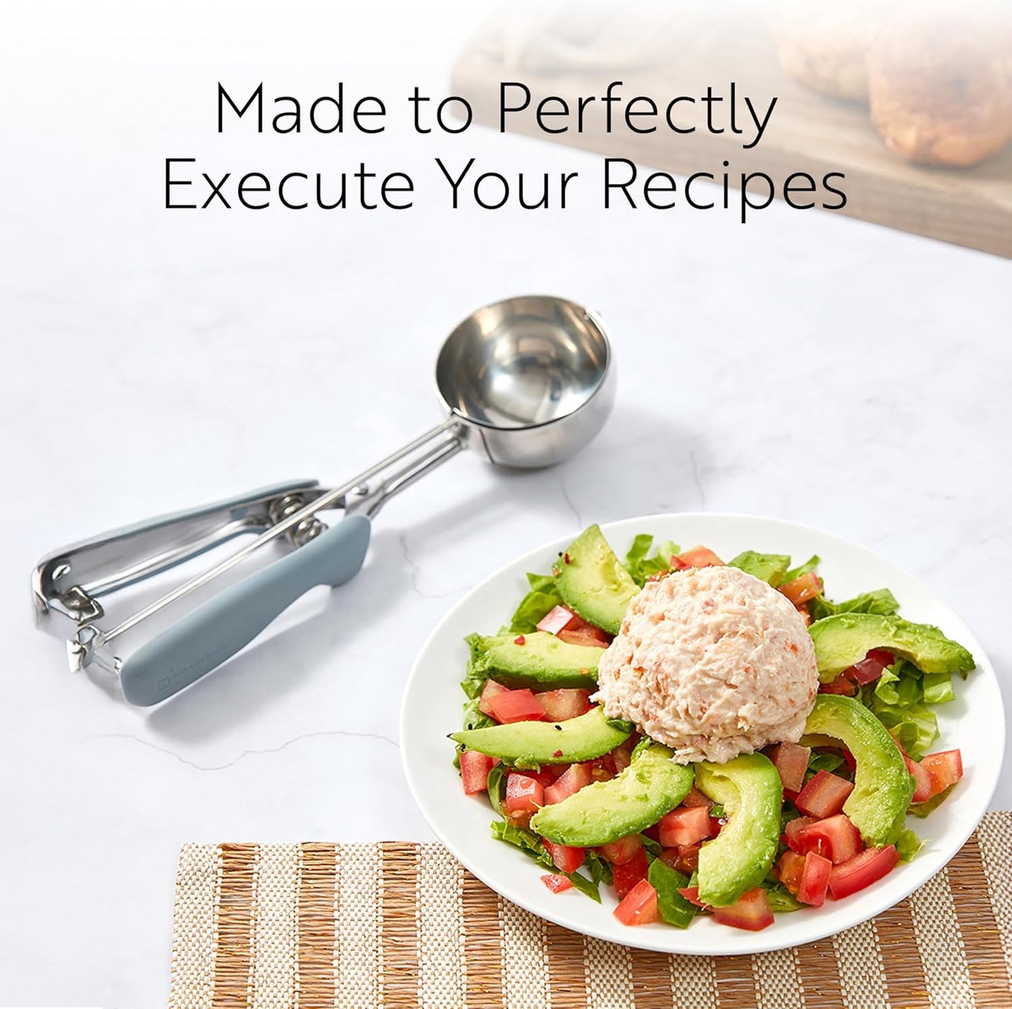 Restaurantware Comfy Grip 4 Ounce Ice Cream Scooper 1 Spring-Loaded Melon Ball Scoop - #8 Built-In Blade Gray Stainless Steel Cookie Baller Dishwasher-Safe Heavy-Duty