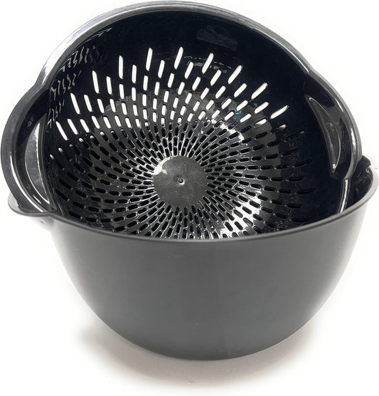 Mintra Home Mixing Bowl w/Colander (Large 4.5L, Red) - For Washing & Draining Fruits And Vegetables - Heavy Duty Plastic for Baking, Cooking Supplies - Dishwasher Safe