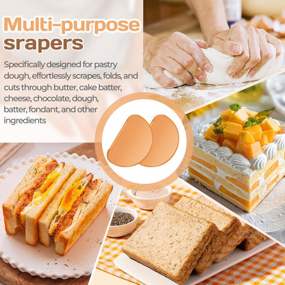 2PCS Bowl Dough Scraper,Flexible Bowl Scraper,Curved Edge Bread Dough Scraper Bowl Spatula,Spatula Multipurpose Baking Food Scraper,Pastry Cutter Tool