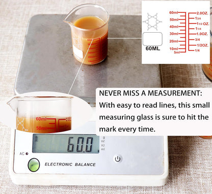 Ackers Mini Glass Measuring Beaker Set, Borosilicate, 2oz 4oz 8oz Measuring Cups